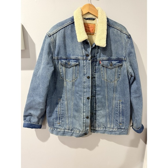Levi's Strauss Mens 2XL Sherpa Lined Denim Snap Button Trucker Jacket